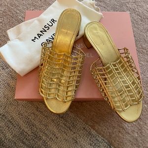 Mansur Gavriel Gold Woven Sandal